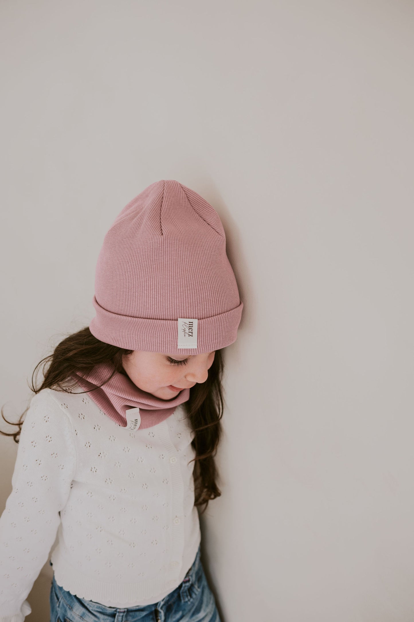 Kinder Beanie mit Rippstruktur - Mauve